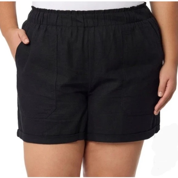 NWT Briggs Women's Linen Blend Shorts with Drawstring black - Picture 1 of 5